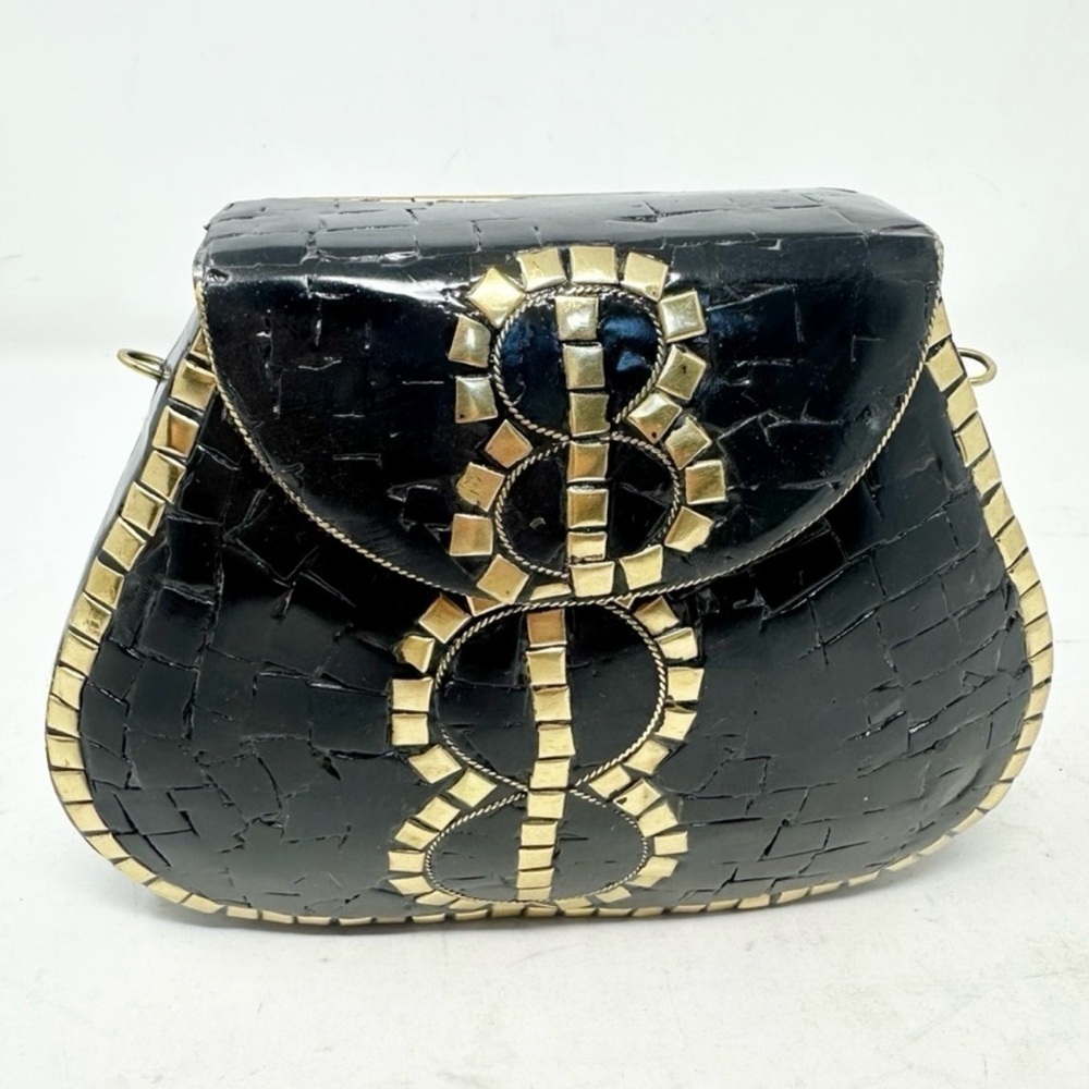 BRAND NEW RAMLA Ramla Handmade Mosaic Black with Gold detail Bag